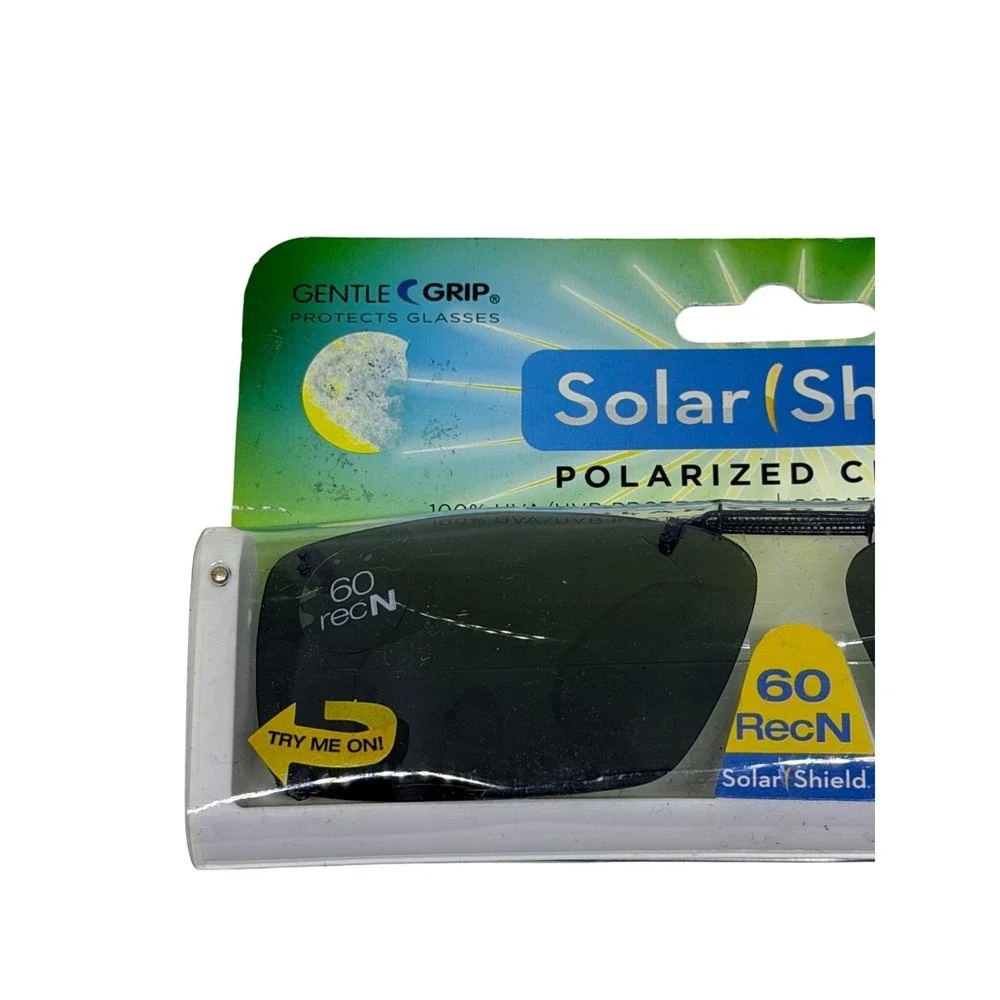 NIP Solar Shield Polarized Clip-On Sunglasses‎ Gentle Grip Fits Thick Frames